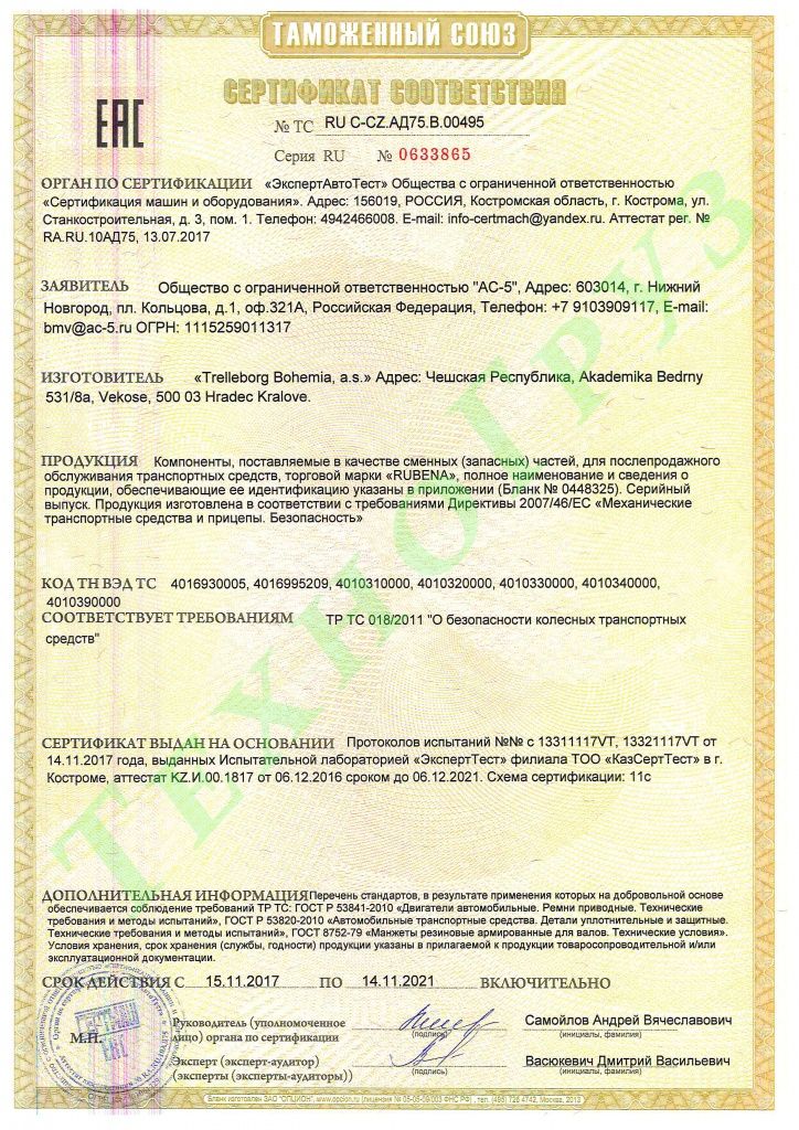 Сертификат Рубена