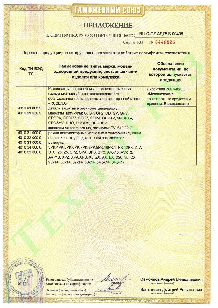 Сертификат Рубена